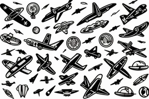 Airplane in the space tattoo idea