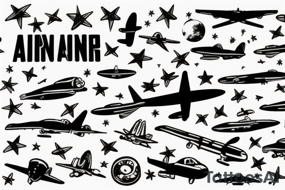 Airplane in the space tattoo idea