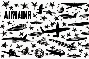 Airplane in the space tattoo idea