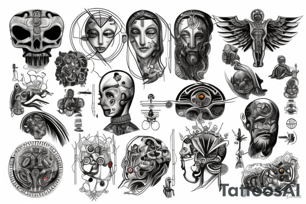 transhumanist Machine God tattoo idea