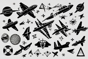 Airplane in the space tattoo idea
