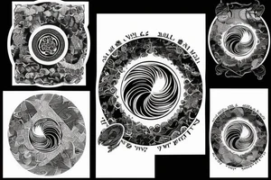 Scales, yin and yang, numbers 369 and twig tattoo idea
