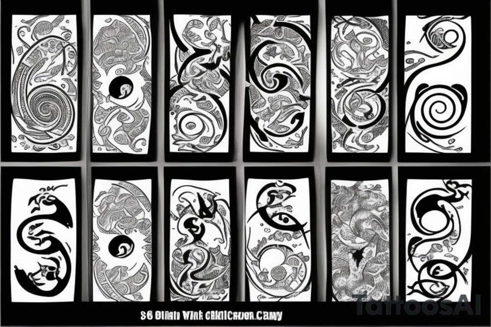 Scales, yin and yang, numbers 369 and twig tattoo idea