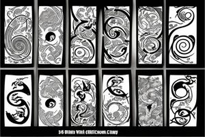 Scales, yin and yang, numbers 369 and twig tattoo idea