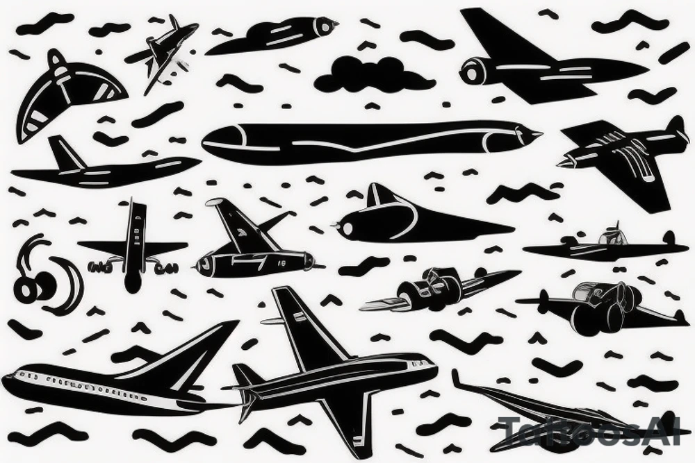 Airplane in the space tattoo idea