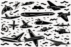 Airplane in the space tattoo idea