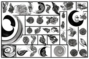 Scales, yin and yang, numbers 369 and twig tattoo idea