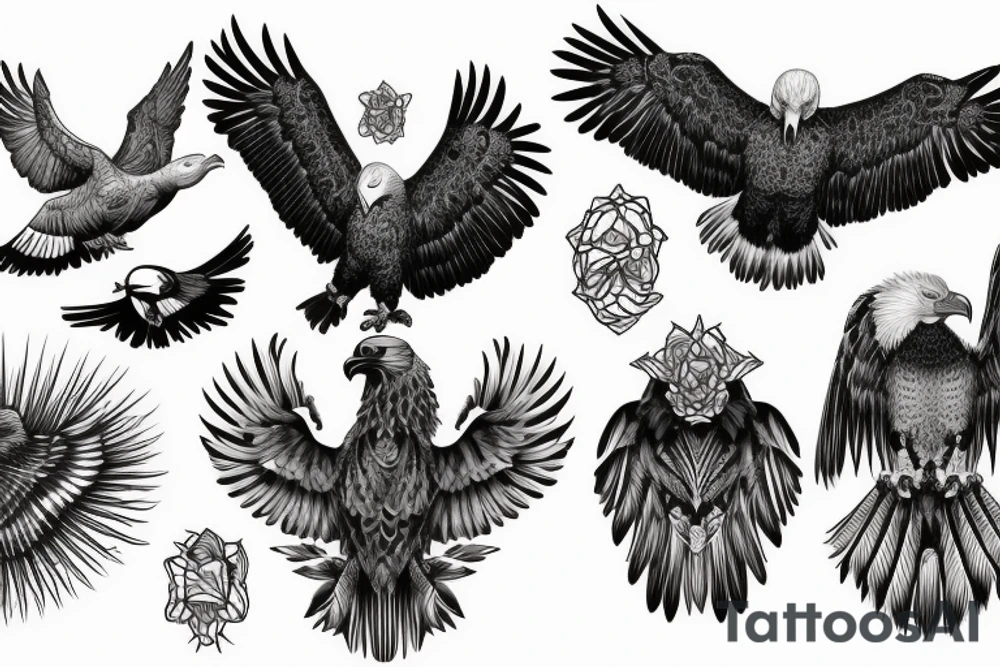 Eagle and vulture fighting tattoo idea