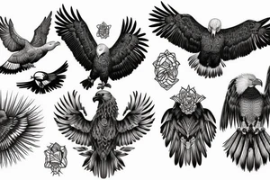 Eagle and vulture fighting tattoo idea