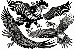 Eagle and vulture fighting tattoo idea