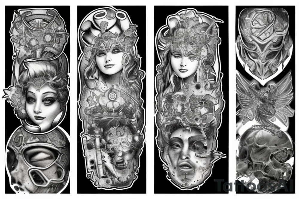 technological singularity merging with the machine god tattoo idea