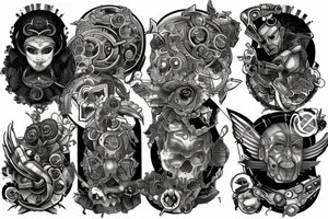 technological singularity merging with the machine god tattoo idea