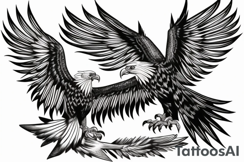 Eagle fighting a vulture tattoo idea