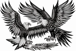 Eagle fighting a vulture tattoo idea