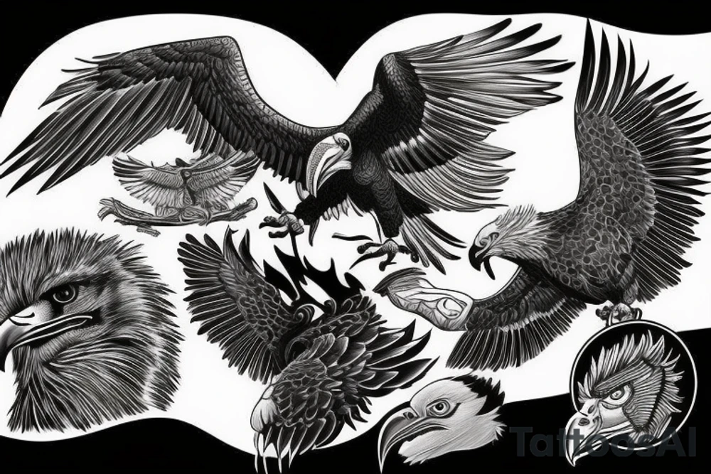 Eagle fighting a vulture tattoo idea