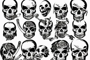 skull with chainsaw face tattoo idea