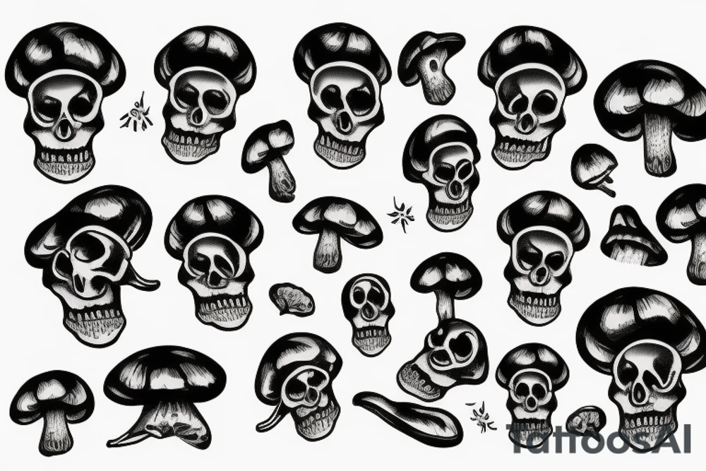 skull shroom tattoo idea
