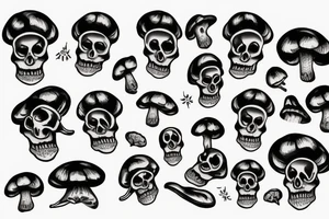 skull shroom tattoo idea