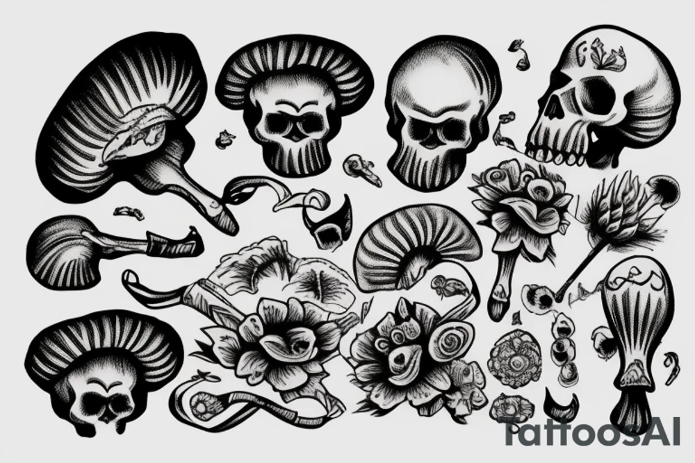 skull shroom tattoo idea
