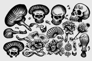 skull shroom tattoo idea