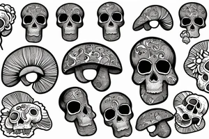 detailed skull looking like shroom tattoo idea