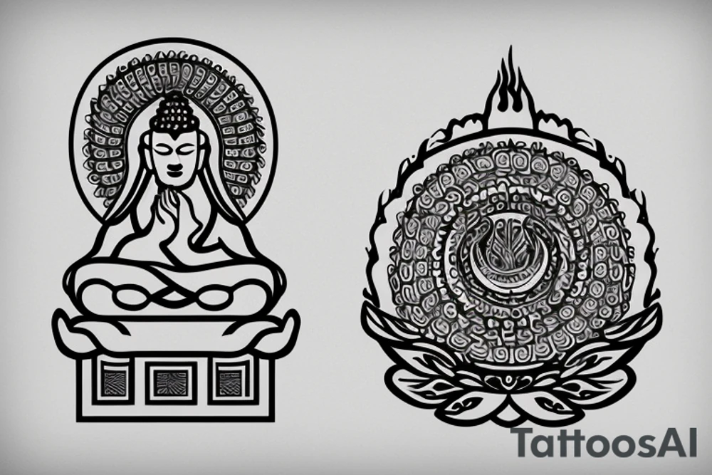 Budhism symbol minimalism with a quote of Budha tattoo idea