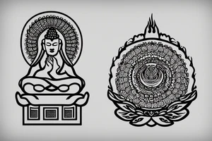 Budhism symbol minimalism with a quote of Budha tattoo idea