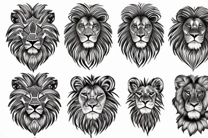 Lion, lioness and three lion cubs tattoo idea
