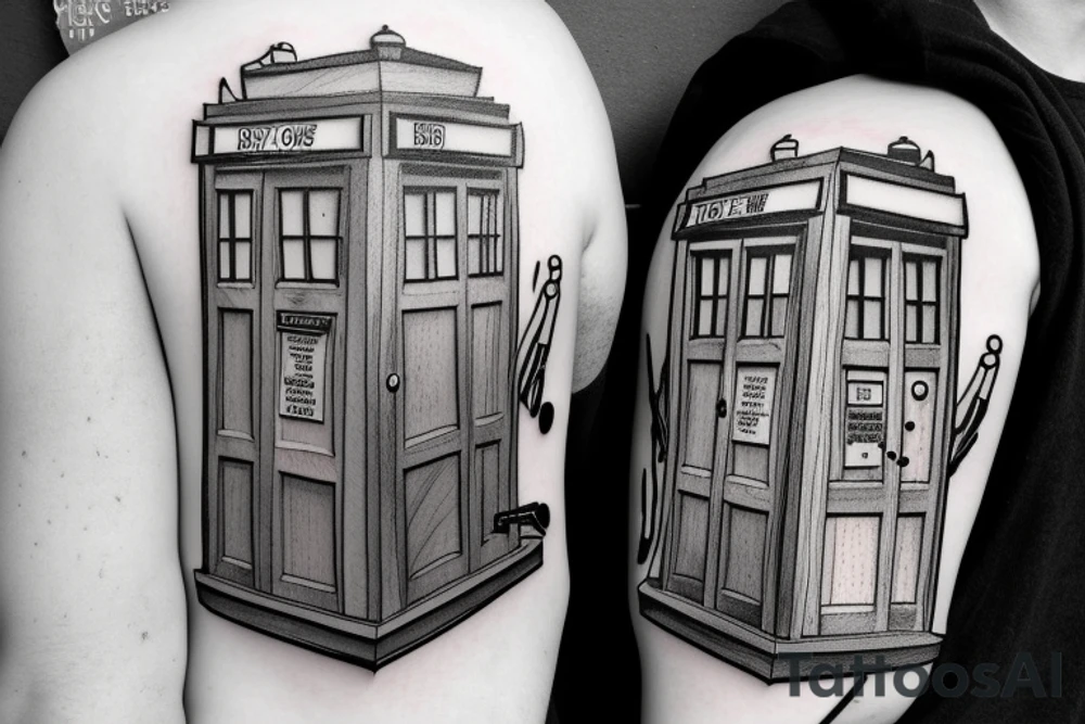 bear with wood on his back, space and tardis tattoo idea