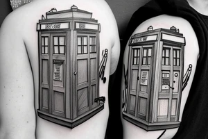 bear with wood on his back, space and tardis tattoo idea