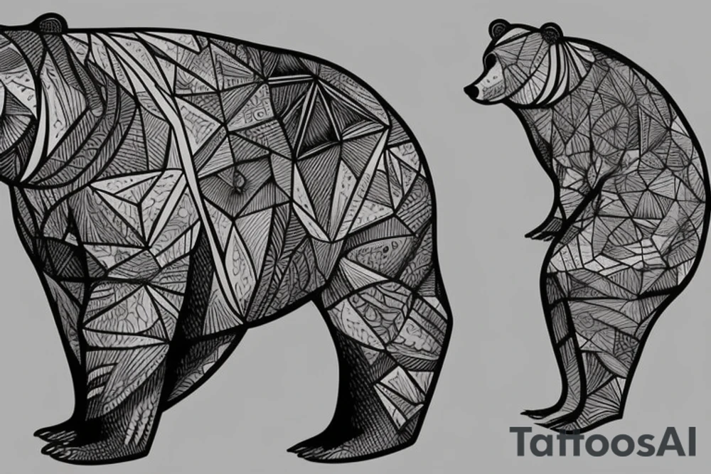 bear with wood on his back tattoo idea
