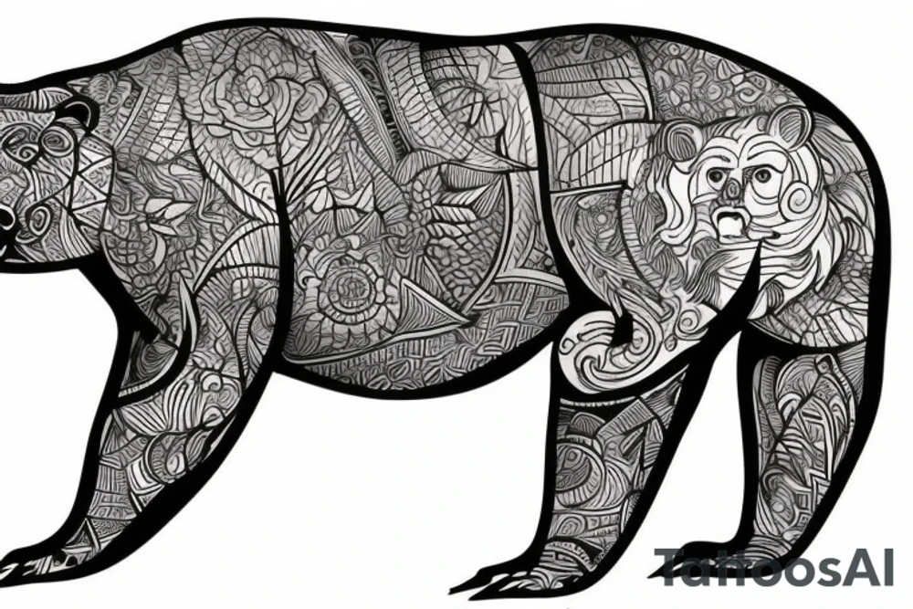 bear with wood on his back tattoo idea