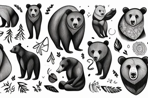 bear with forest on his back tattoo idea