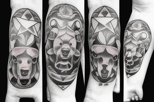 god bear, 3 small stars, 1 large star, tattoo idea