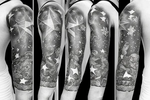 Bear God heaven, 3 small stars, 1 large star, tattoo idea