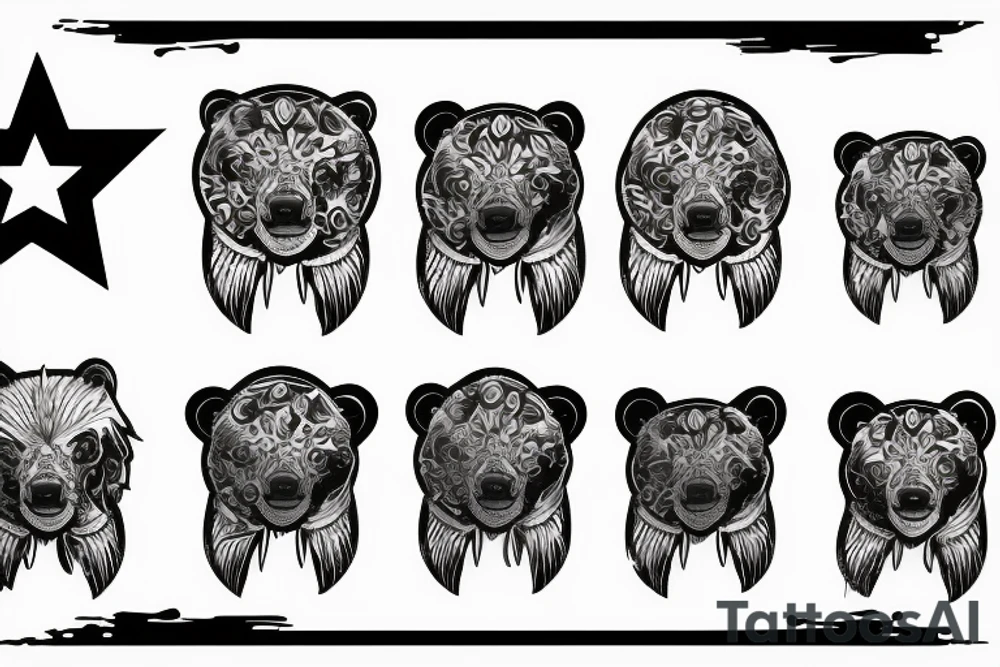 warrior bear, 3 small stars, 1 large star, tattoo idea