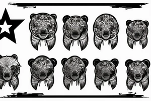 warrior bear, 3 small stars, 1 large star, tattoo idea