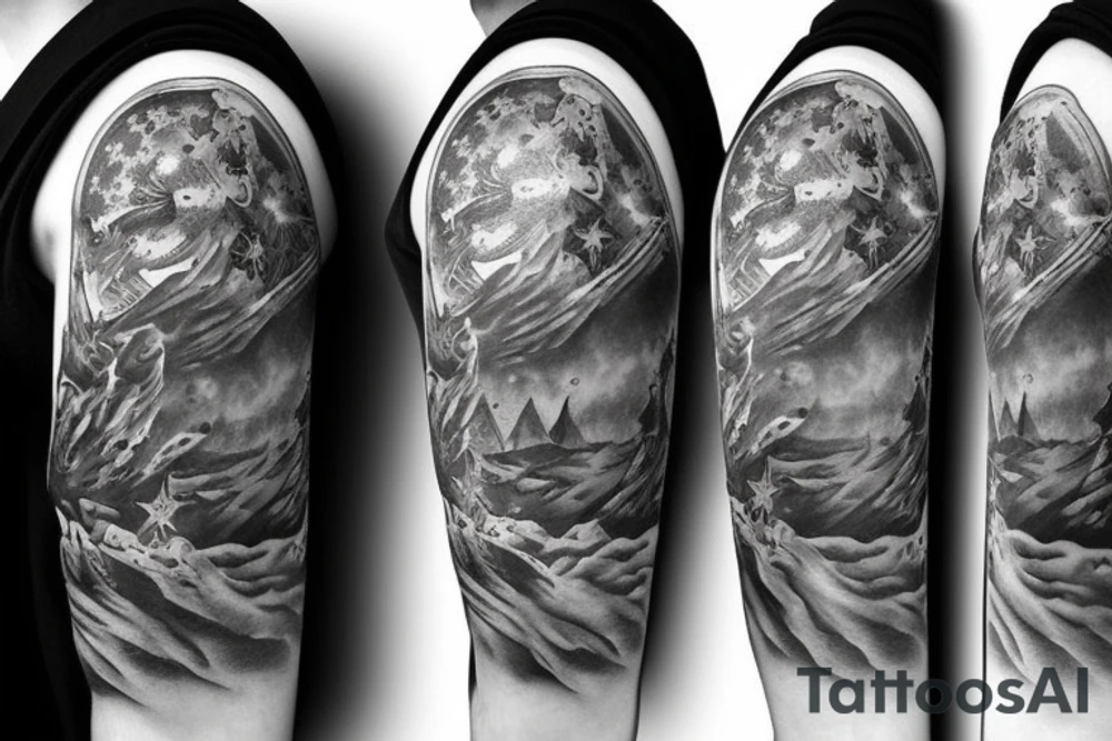 warrior bear, 3 small stars, 1 large star, tattoo idea