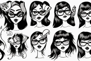 girl with glasses and fishnets tattoo idea