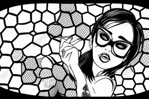 girl with glasses and fishnets tattoo idea