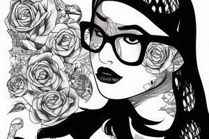 girl with glasses and fishnets tattoo idea