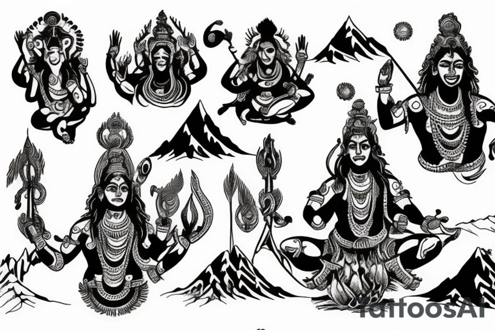 Shiva dancing on mountain tattoo idea