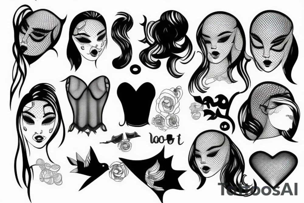 girl with fishnets tattoo idea