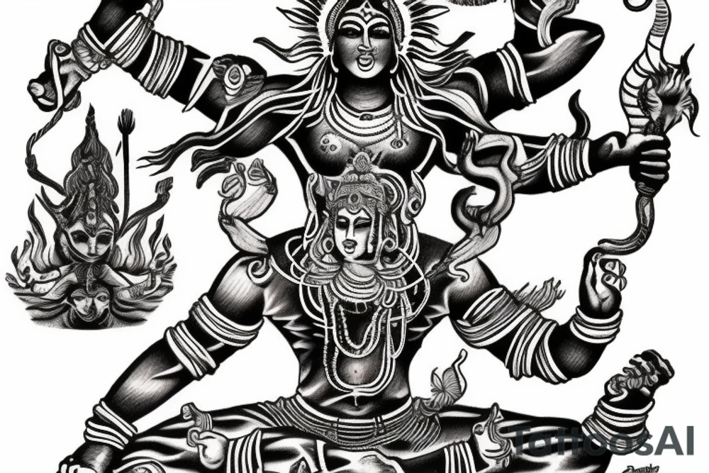 Shiva dancing on mountain tattoo idea