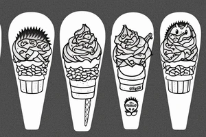 Three hedgehogs as an ice cream cones tattoo idea