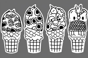 Three hedgehogs as an ice cream cones tattoo idea