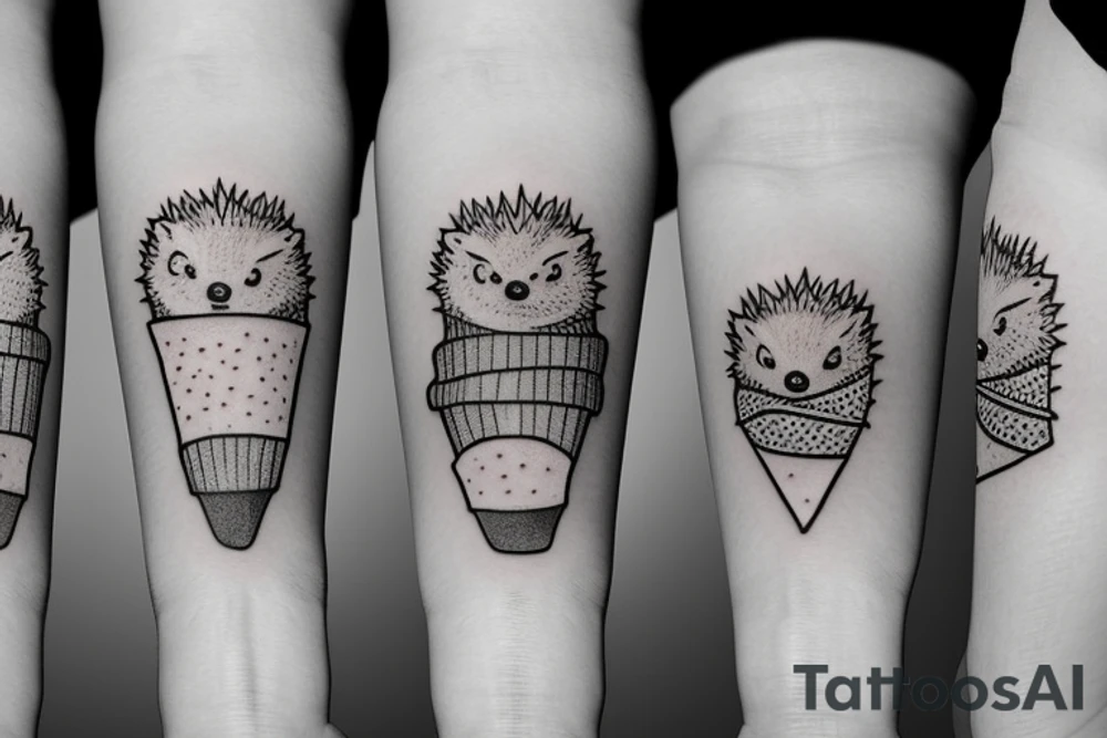 Three hedgehogs as an ice cream cones tattoo idea