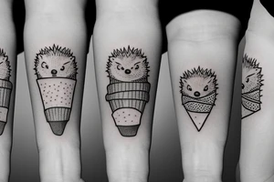 Three hedgehogs as an ice cream cones tattoo idea