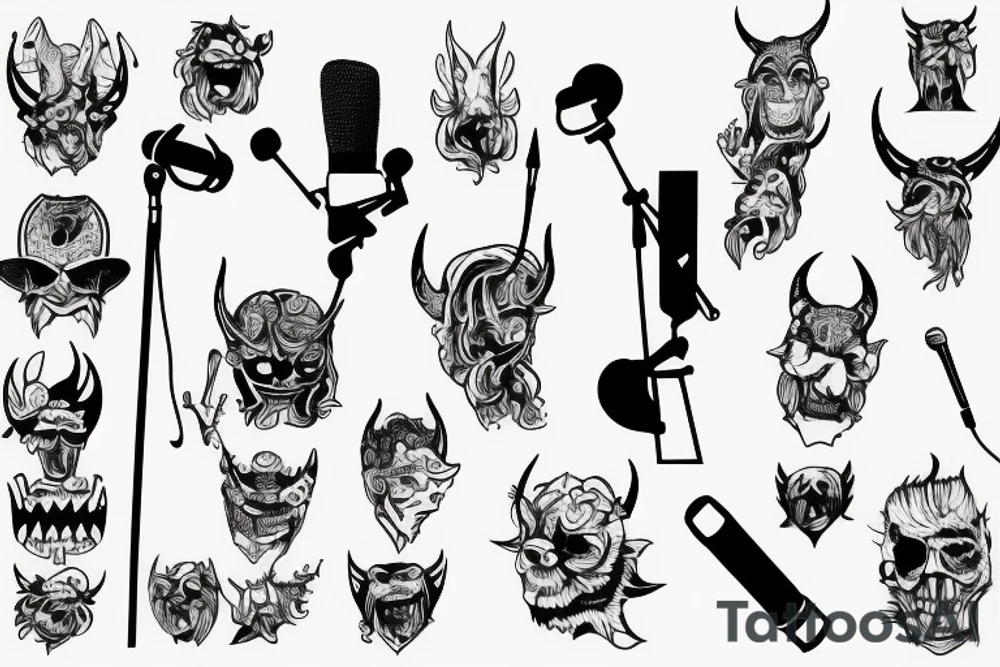 Old devil with microphone tattoo idea