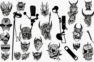 Old devil with microphone tattoo idea